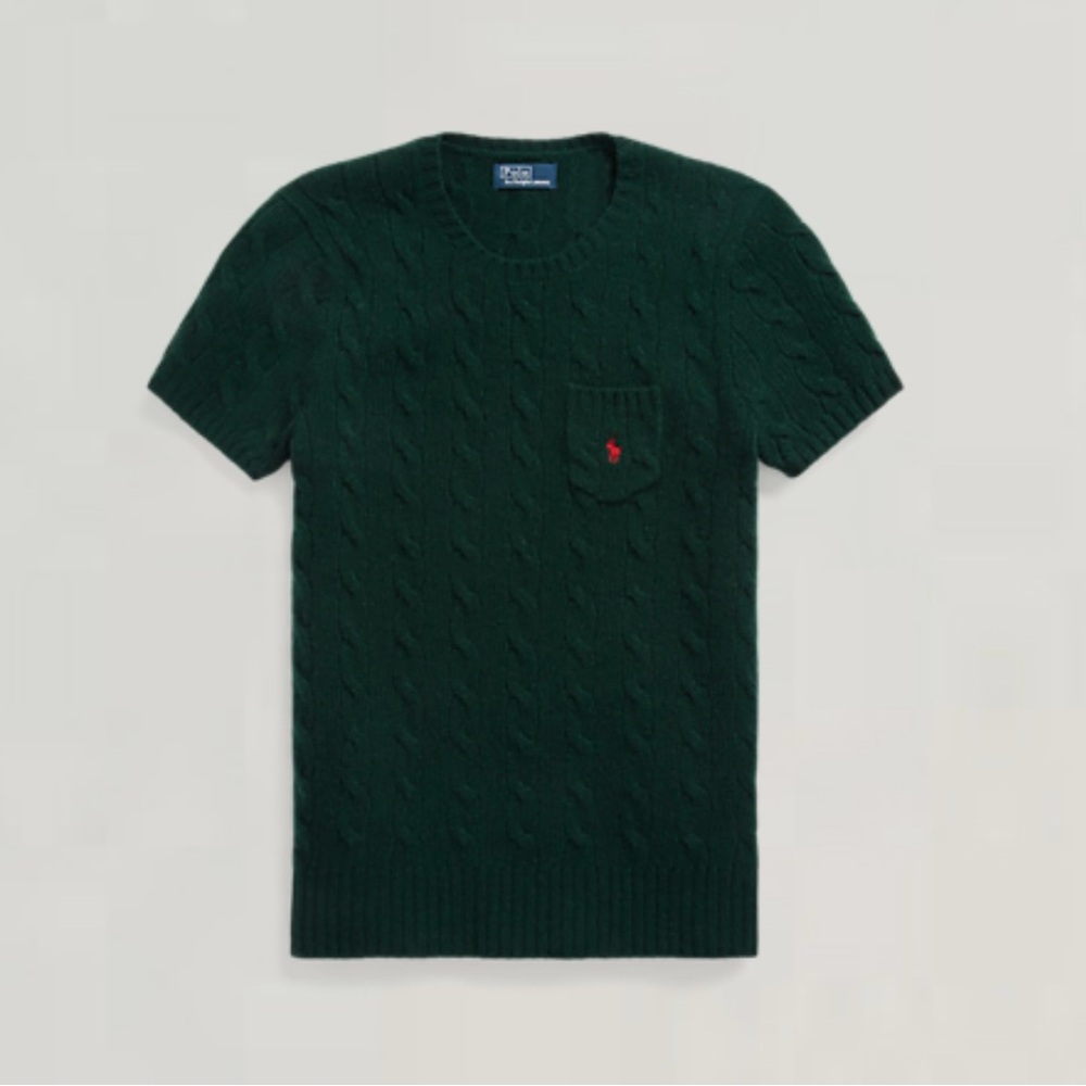 Polo Ralph Lauren Cable Wool-Cashmere Short-Sleeve Sweater